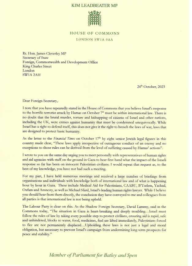 Foreign Secretary letter